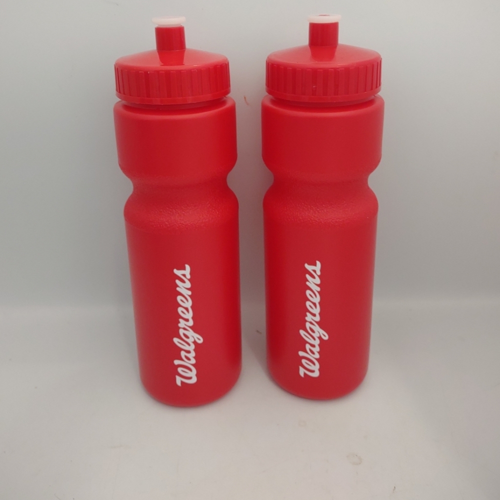 Lot Of 2 Red 28 Ounce Water bottles W/ Walgreens Logo - New!